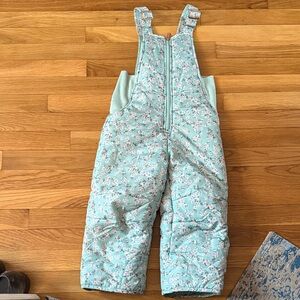 Tahari Mint Floral Puffer Overalls